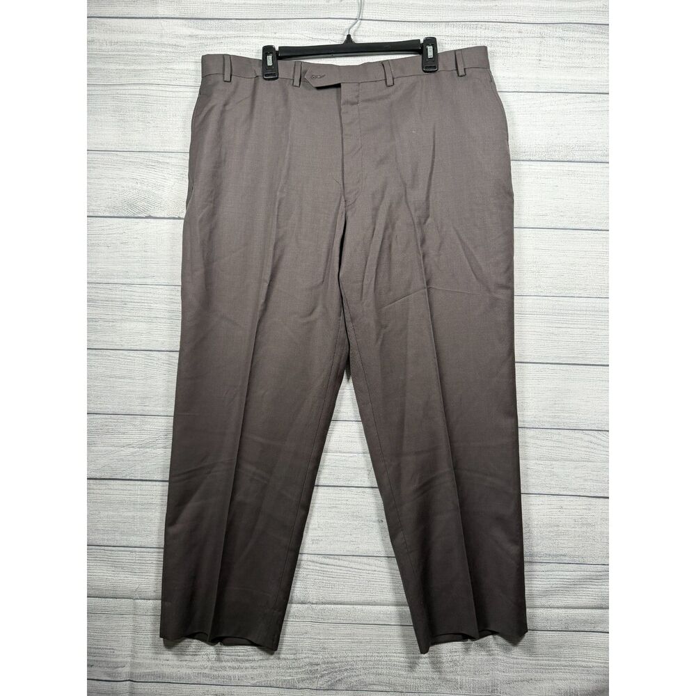 Calvin Klein Men's 40R Gray 100% Wool Flat Front Dress Pants Trousers 4401
